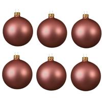 Decoris 6x Oud Roze Glazen Kerstballen 6 Cm at/matte - Kerstboomversiering Oud Roze