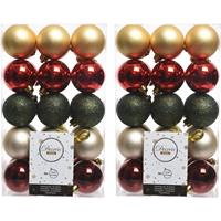 60x Rood/groen/gouden Kerstversiering Kerstballenset Kunststof - 6 Cm - Kerstbal