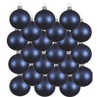 Bellatio 18x Donkerblauwe Glazen Kerstballen 6 Cm at/matte - Kerstboomversiering Donkerblauw