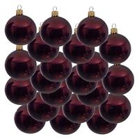 Bellatio 18x Donkerrode Glazen Kerstballen 6 Cm - Glans/glanzende - Kerstboomversiering Donkerrood