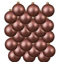 Bellatio 24x Oud Roze Glazen Kerstballen 8 Cm at/matte - Kerstboomversiering Oud Roze