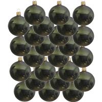 24x Donkergroene Glazen Kerstballen 8 Cm - Glans/glanzende - Kerstboomversiering Donkergroen
