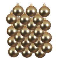 24x Gouden Glazen Kerstballen 8 Cm at/matte - Kerstboomversiering Goud