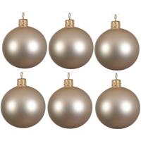 Decoris 6x Licht Parel/champagne Glazen Kerstballen 8 Cm at/matte - Kerstboomversiering Licht Parel/champagne