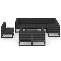 vidaXL 9-delige Loungeset met kussens massief grenenhout