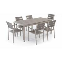 beliani Minimalistisches Gartenset Tisch mit 6 Stühlen Kunstholz grau Vernio - Grau