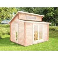 alpholz Gartenhaus Lausitz Petite Gartenhaus aus Holz, Holzhaus mit 28 mm Wandstärke fsc zertifiziert, Blockbohlenhaus mit Montagematerial - Naturbelassen