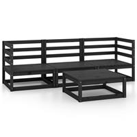 vidaXL 4-tlg. Garten-Lounge-Set Schwarz Massivholz Kiefer 