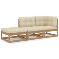 vidaxl 3-tlg. Garten-Lounge-Set mit Kissen Kiefer Massivholz