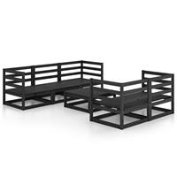 vidaXL 6-tlg. Garten-Lounge-Set Schwarz Massivholz Kiefer 