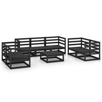 vidaXL 8-tlg. Garten-Lounge-Set Schwarz Massivholz Kiefer 