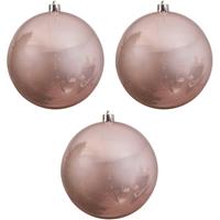 3x Grote Lichtroze Kunststof Kerstballen Van 20 Cm - Glans ichtroze Kerstboom Versiering