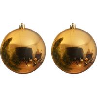 2x Grote Gouden Kunststof Kerstballen Van 14 Cm - Glans - Gouden Kerstboom Versiering