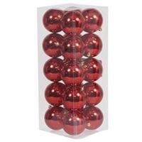 Bellatio 20x Rode Kunststof Kerstballen 8 Cm - Glans - Onbreekbare Plastic Kerstballen - Kerstboomversiering Rood