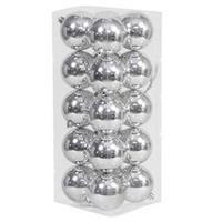 Bellatio 20x Zilveren Kunststof Kerstballen 8 Cm - Glans - Onbreekbare Plastic Kerstballen - Kerstboomversiering Zilver