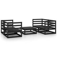 VIDAXL 5-tlg. Garten-Lounge-Set Schwarz Massivholz Kiefer