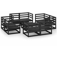 VIDAXL 9-tlg. Garten-Lounge-Set Schwarz Massivholz Kiefer