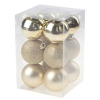 Cosy and Trendy 12x Gouden Kunststof Kerstballen 6 Cm at/glans - Onbreekbare Plastic Kerstballen - Kerstboomversiering Goud