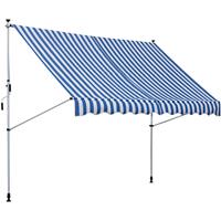 Outsunny Markise Klemmmarkise Faltarm Sonnenschutz Handkurbel Balkon Alu 3x1,5m Blau - blau/weiß