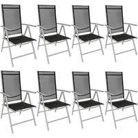 tectake 8 Aluminium Gartenstühle klappbar - silber