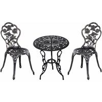Outsunny Bistroset 3-delig tafel en 2 stoelen metaal bronskleur