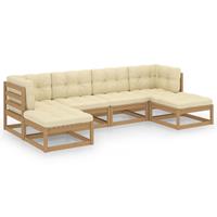 vidaXL 6-delige Loungeset met kussens massief grenenhout honingbruin