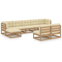 vidaXL 9-delige Loungeset met kussens massief grenenhout honingbruin