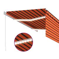 VIDAXL Gelenkarmmarkise Einziehbar mit Volant LED 3x2,5 m Orange Braun