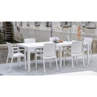 DMORA Rechteckiger ausziehbarer Outdoor-Tisch, Made in Italy, 150 x 72 x 90 cm (ausziehbar bis 220 cm), weiße Farbe - 