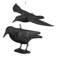 RELAXDAYS 2x Taubenschreck Krähe, Dekofigur als Vogelscheuche, stehende und fliegende Figur für Taubenabwehr, Gartenfigur, schwarz