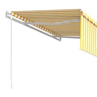 vidaXL Luifel automatisch uittrekbaar met rolgordijn 4x3 m geel en wit