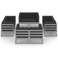 vidaXL 8-delige Loungeset met kussens massief grenenhout