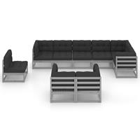 vidaXL 9-delige Loungeset met kussens massief grenenhout