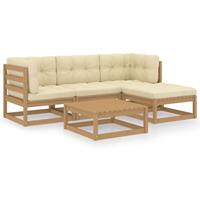 vidaxl 5-tlg. Garten-Lounge-Set mit Kissen Kiefer Massivholz