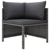 vidaXL 11-delige Loungeset met kussens poly rattan grijs