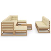 vidaXL 11-delige Loungeset met kussens massief grenenhout honingbruin