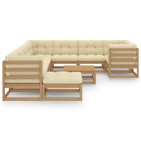 vidaXL 11-tlg. Garten-Lounge-Set Kissen Honigbraun Kiefer Massivholz 