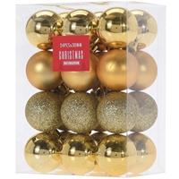 Bellatio 24x Gouden Kunststof Kerstballen 3 Cm - Glans/mat/glitter - Onbreekbare Kerstballen Plastic - Kerstboomversiering Goud