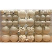 Bellatio 100x Witte Kunststof Kerstballen 3, 4 En 6 Cm - Glans/mat/glitter - Wit - Kerstboom Versiering/decoratie