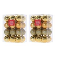 Bellatio 48x Gouden Kunststof Kerstballen 3 Cm - Glans/mat/glitter - Onbreekbare Kerstballen Plastic - Kerstboomversiering Goud