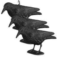 RELAXDAYS 3x Taubenschreck Krähe, Dekofigur als Vogelscheuche, stehende Figur für Taubenabwehr, Gartenfigur, wetterfest, schwarz