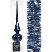 Decoris Kerstboom Decoratie Blauw Piek En Folieslinger 270 Cm