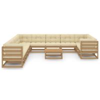 vidaXL 12-delige Loungeset met kussens massief grenenhout honingbruin