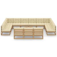 vidaXL 14-delige Loungeset met kussens massief grenenhout honingbruin