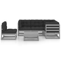 vidaXL 6-delige Loungeset met kussens massief grenenhout