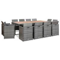 vidaXL 13-delige Tuinset met kussens poly rattan antracietkleurig