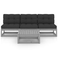 vidaxl 4-tlg. Garten-Lounge-Set mit Kissen Kiefer Massivholz