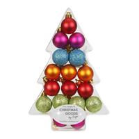 17x Gekleurde Mix Kunststof Kerstballen Pakket 3 Cm - Kerstboomversiering Gekleurd