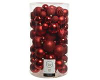 Decoris kerstbal plc mix tube k.rood 100st