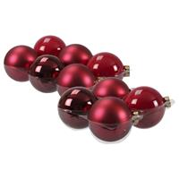 Bellatio 20x Stuks Glazen Kerstballen Rood/donkerrood 8 En 10 Cm Mat/glans - Kerstbal